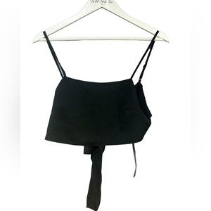 NWT Black Chiffon Wrap Back Crop Top One Size